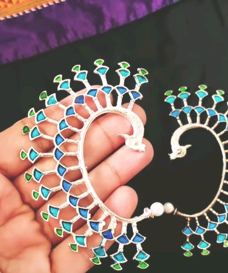 Peacock Earcuffs