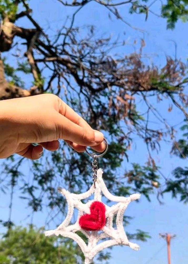 Spiderweb Heart Keychain