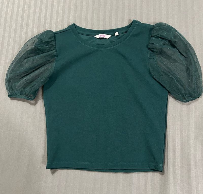 Green Puff Sleeve Top