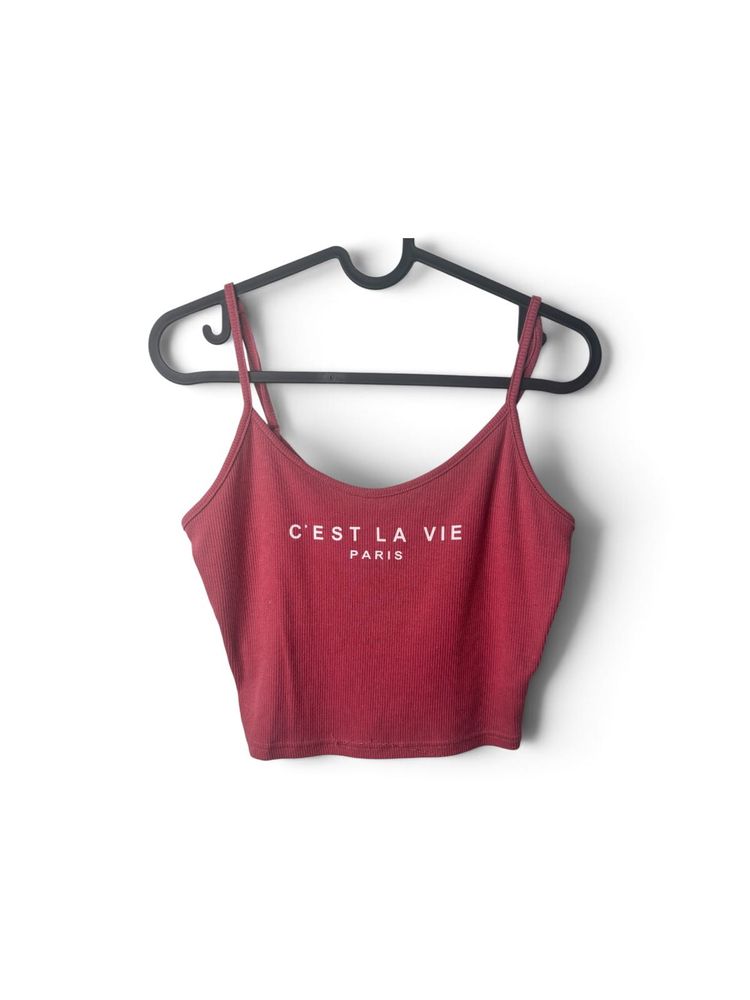 Burgundy Ribbed Crop Cami Top | C’est La Vie Paris