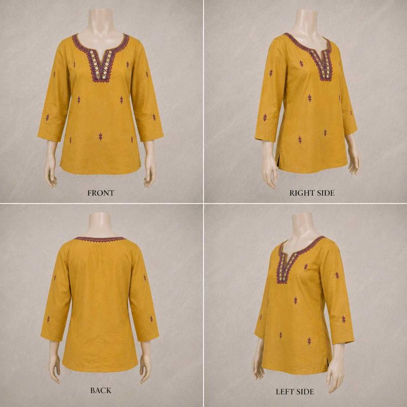 Yellow Embroidered Kurta