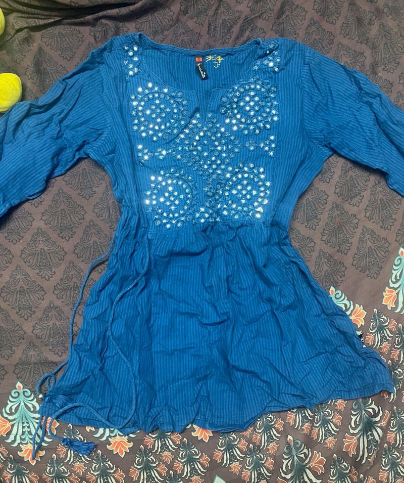 Blue Embroidered Kurta