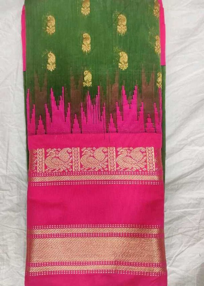 Green &amp; Pink narayanapet pattu saree