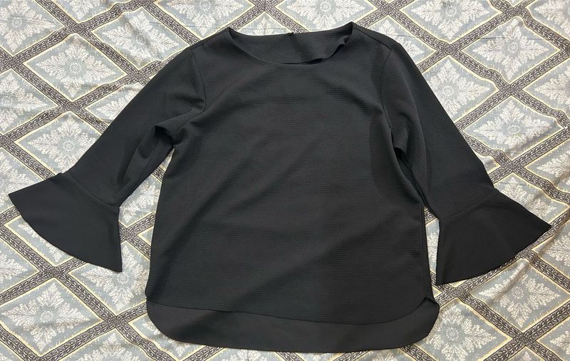Elegant Black Bell Sleeve Top