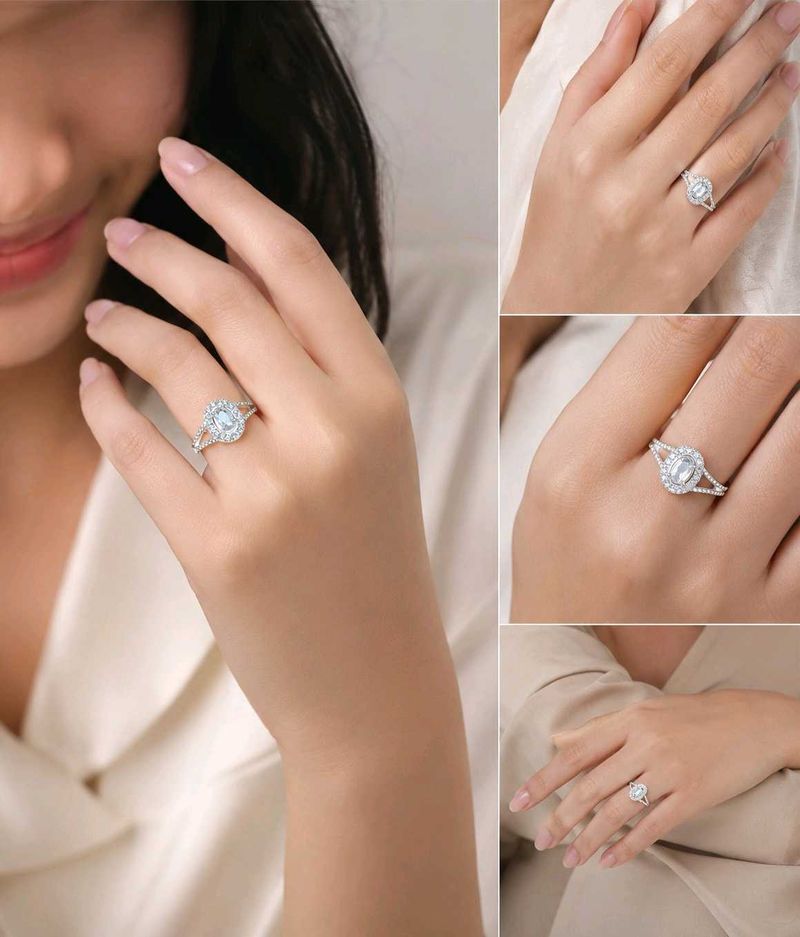💎 925 Sterling Silver Oval Sparkle Ring