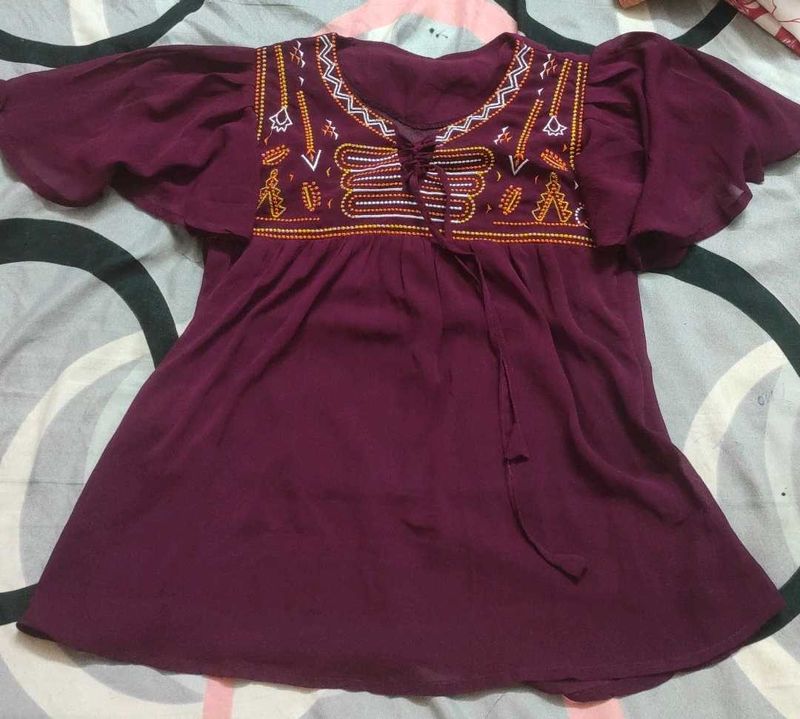 Boho Embroidered Flared Sleeve top