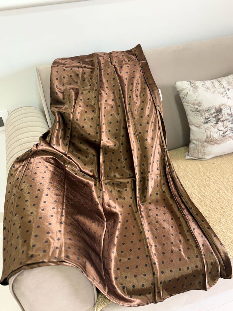 Elegant Brown Polka Dot Skirt
