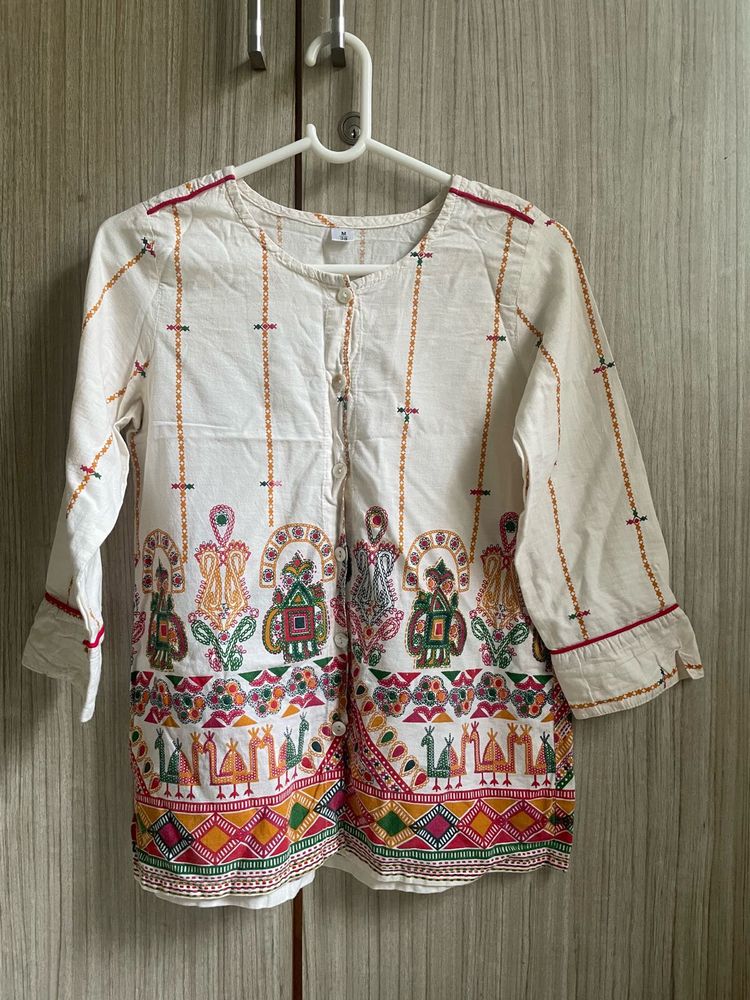Printed Cream Kurta