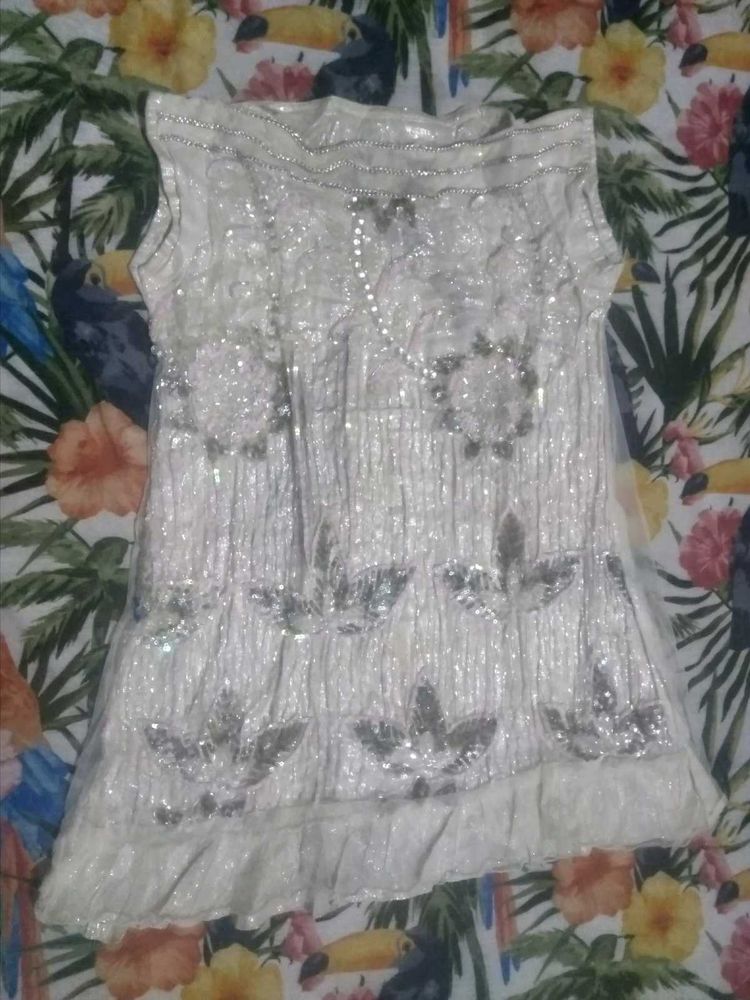 Elegant White Sequin Embellished Gown