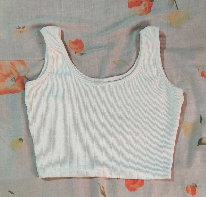 Ribbed White Tank Top