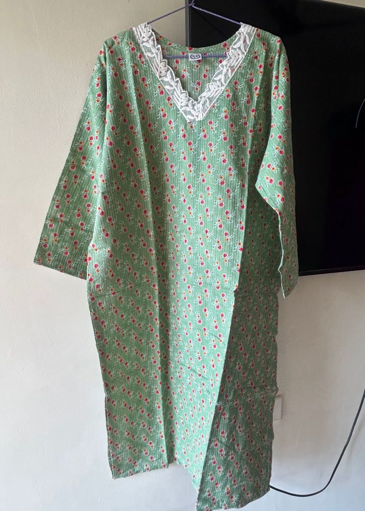 Vintage Green Floral Kurti