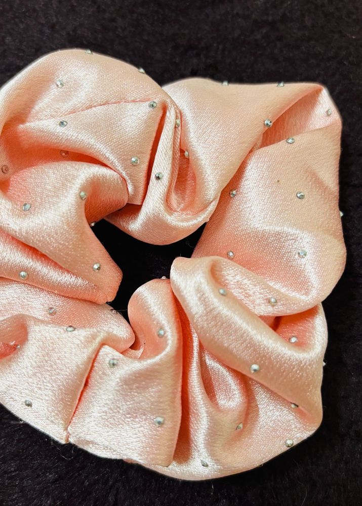 Sparkly Pink Satin Scrunchie