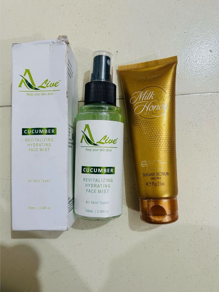 (offer🔥)A'live hydrating face mist &amp; gold scrub S