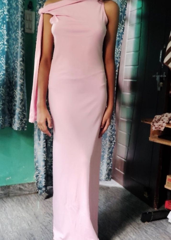 Pink One-Shoulder Maxi Dress
