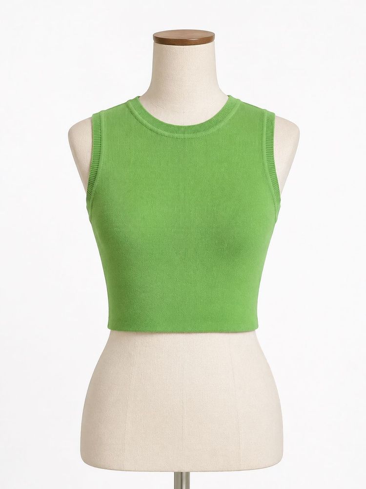 Zara Green Knit sleeveless crop top