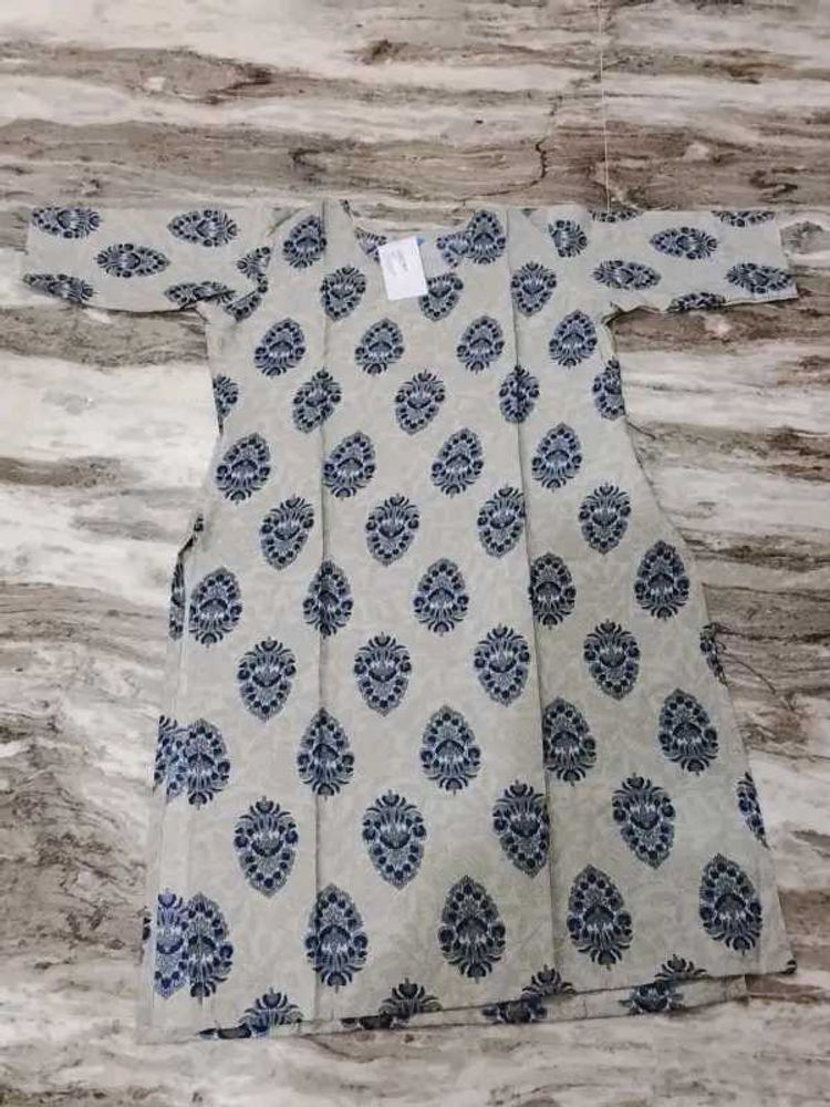 Light Grey Kurta with Blue Print