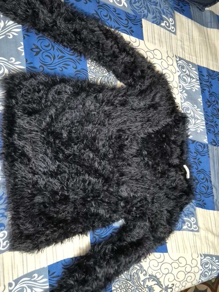Cozy Black Faux Fur Sweater