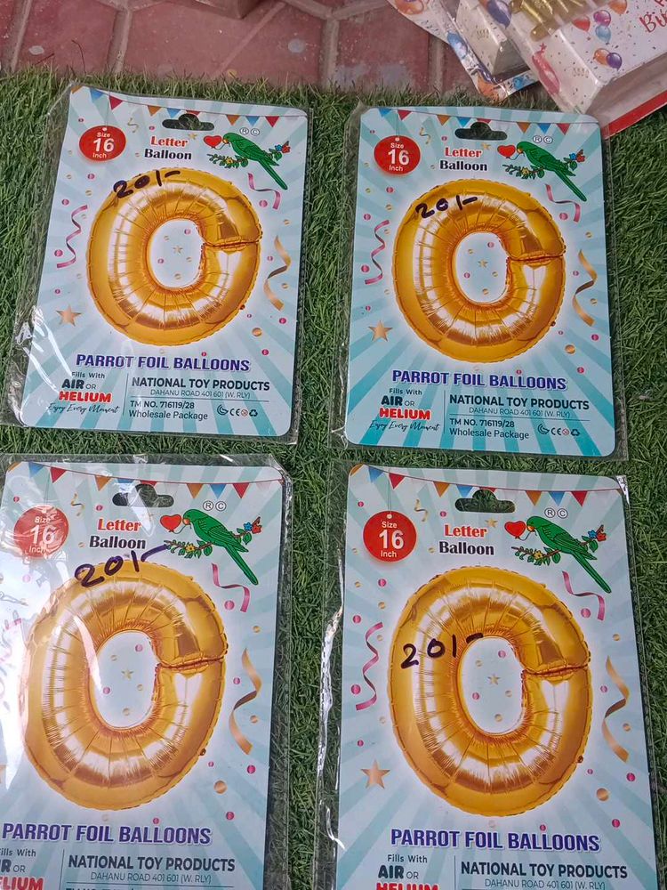Letter 'O' Gold Foil Balloons n others 7pc