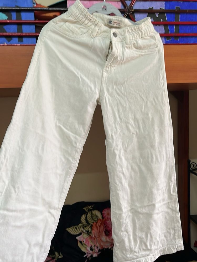 Off White Wide Leg Jeans