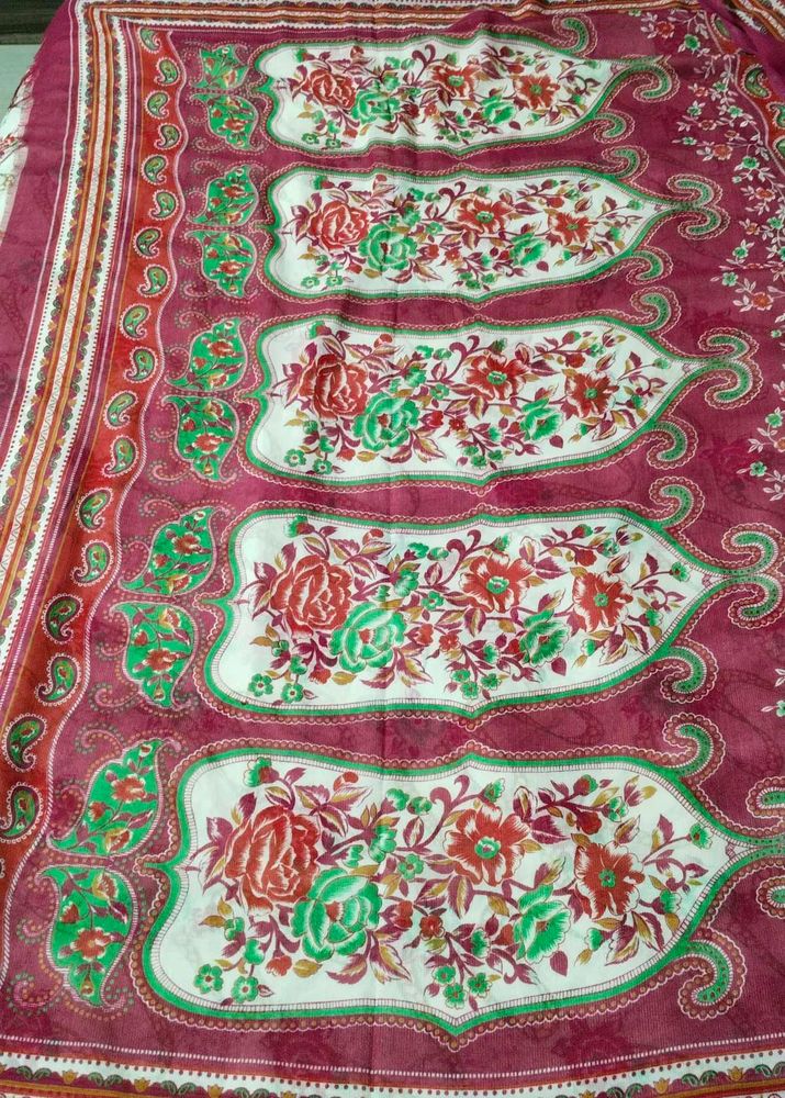 beautiful white pink new sari without blouse piece