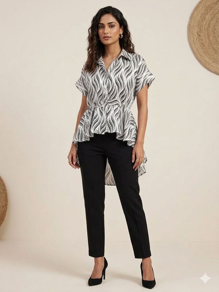Chic Printed Peplum Shirt
