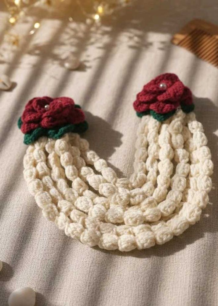 Handmade Crochet Rose Necklace