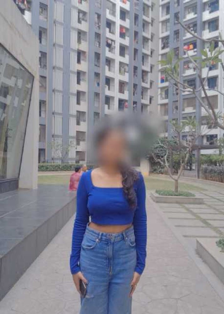 Blue Square Neck Crop Top with Long Sleeves