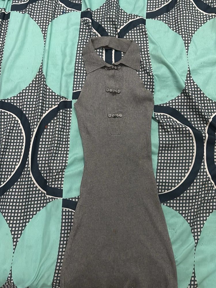 Sexy Grey Halter Neck Mini Dress with FREEBIE