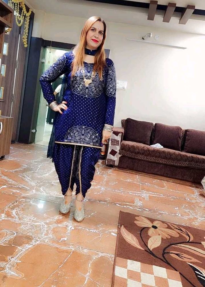 Elegant Blue Kurta with Dhoti Pants