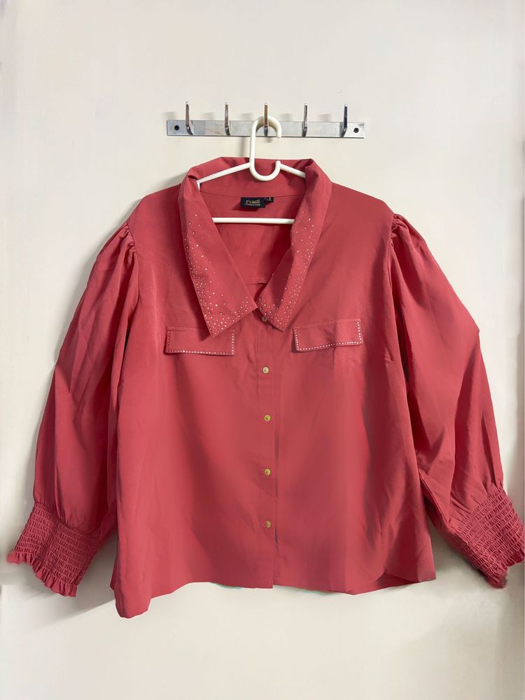 plusS Pink Embellished Shirt – 4XL