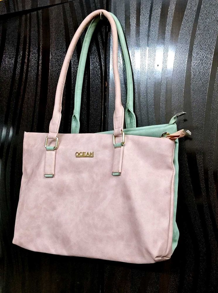 👜 Shoulder Bag | side1-Pink | Side2- Pista Green