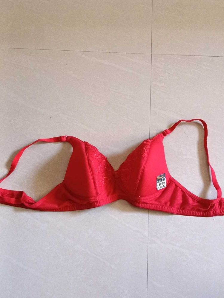 Red Lace Trim Bra