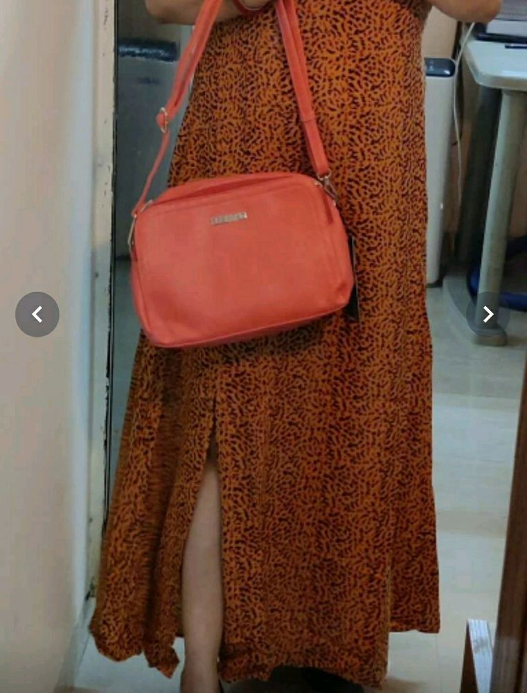 Dressberry Mustard Yellow And Animal Print Mexi Dress
