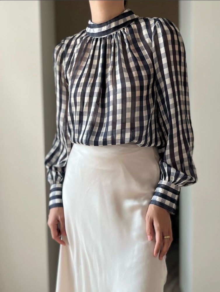 Chic Gingham Print Blouse