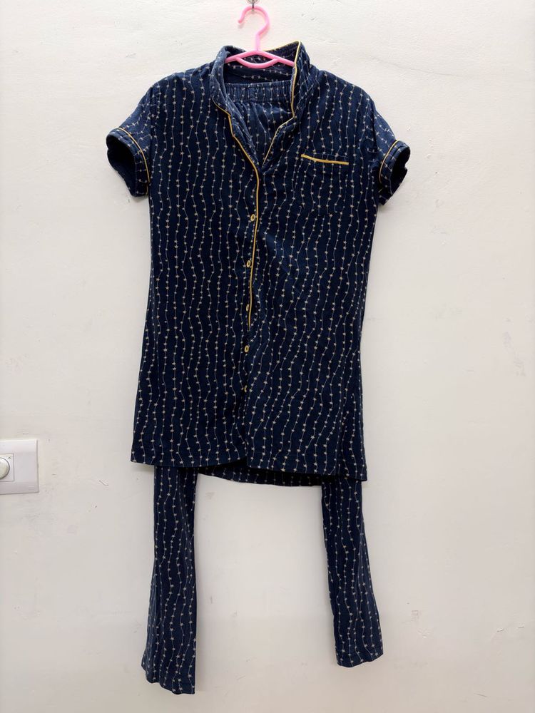 Cozy Blue &amp; White Pinstripe Pajama Set