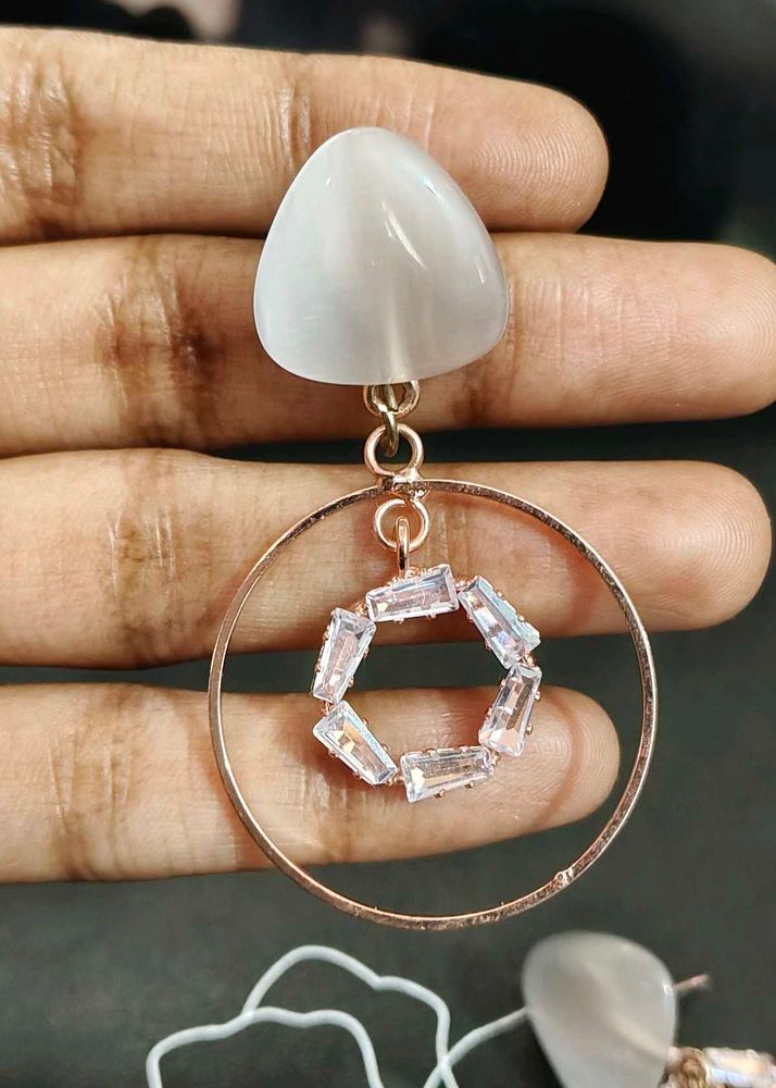 Elegant Drop Earrings with Stone Detail