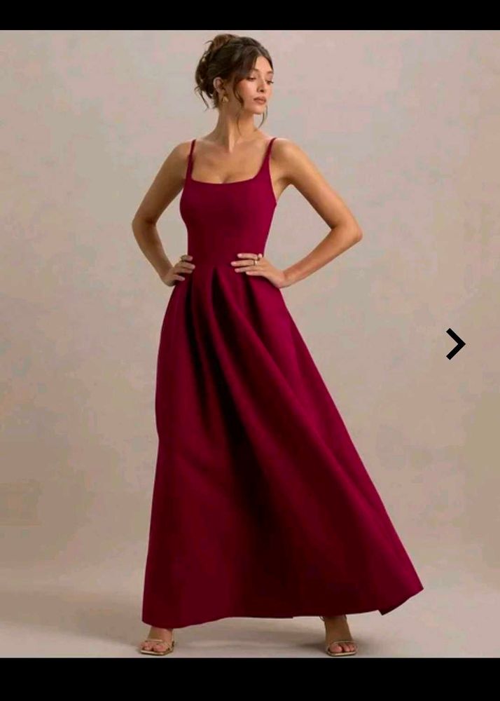 Vibrant Red Spaghetti Strap Dress 6oo