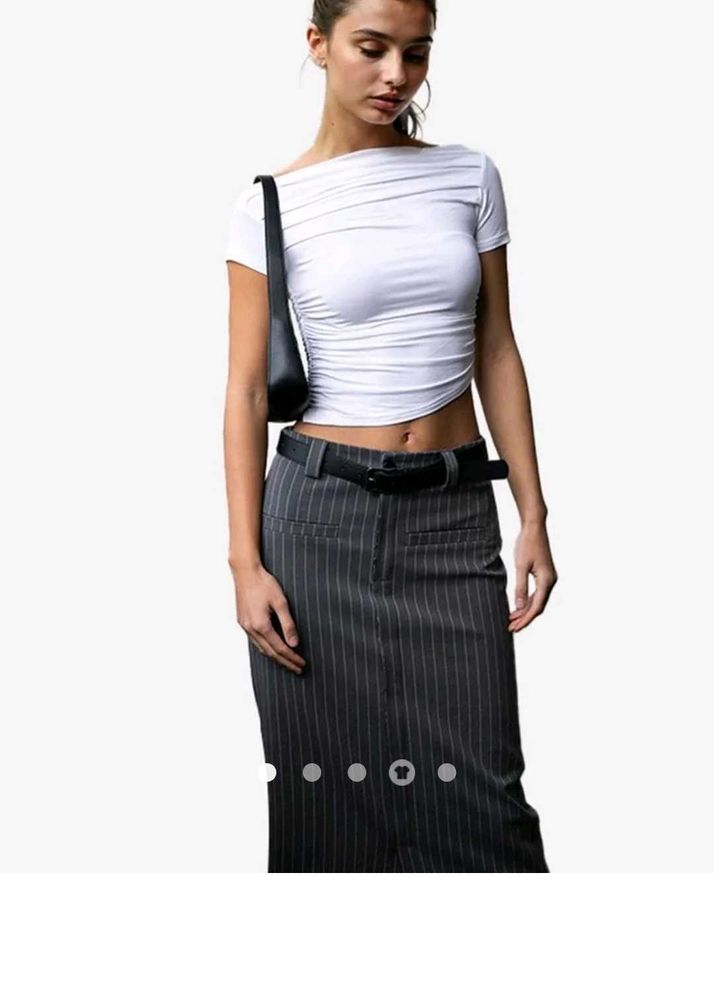 White Ruched Crop Top