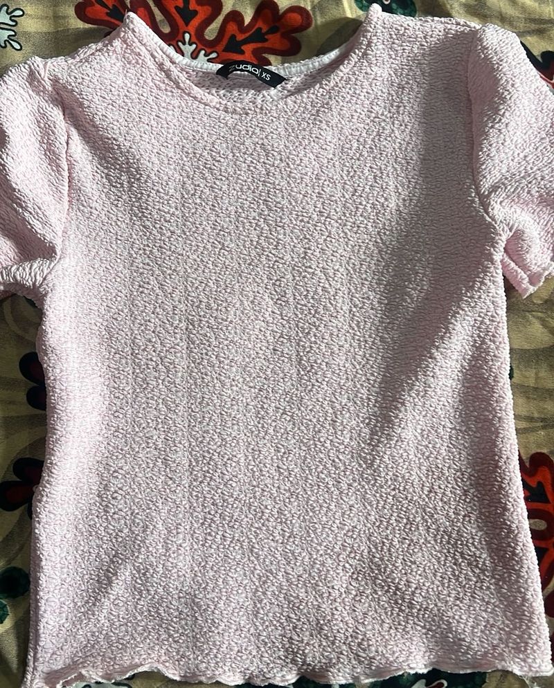 Cute Textured Baby Pink Top