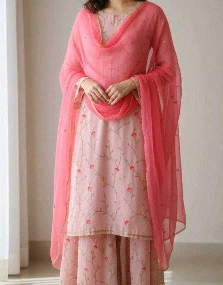 Elegant Pink Embroidered Kurta Set