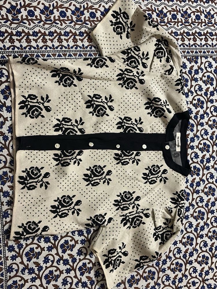 NEW Cream Floral Knit Cardigan