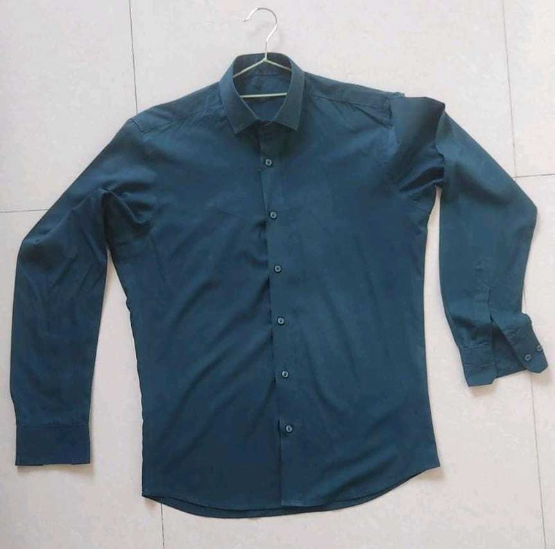 Bottle Green Stitching formal Shirt
