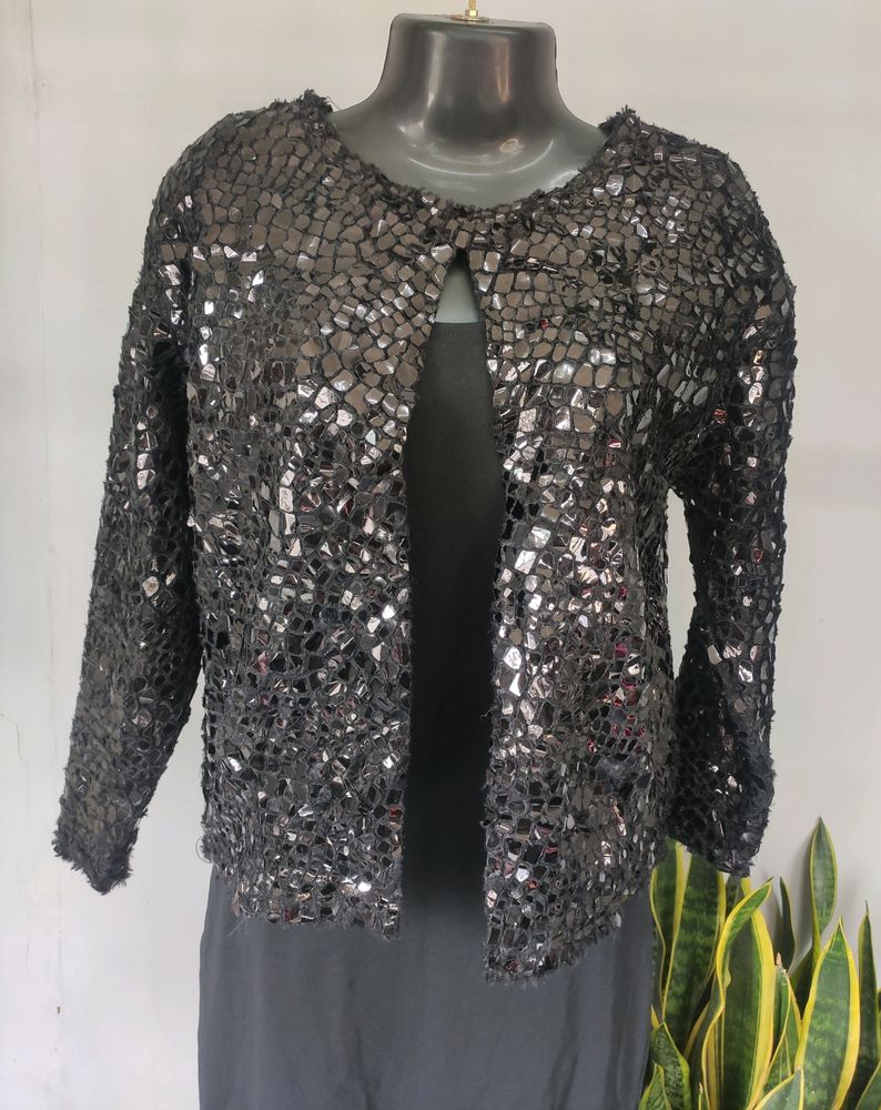Sparkly Black Cropped Jacket