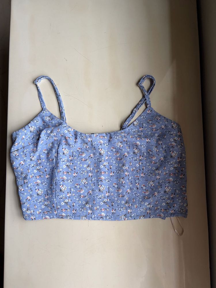 Blue Floral Forever 21 Crop Top