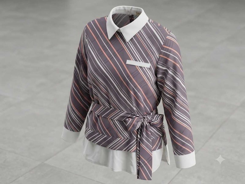 ⭐Make a offer Striped Layered Shirt with Belt