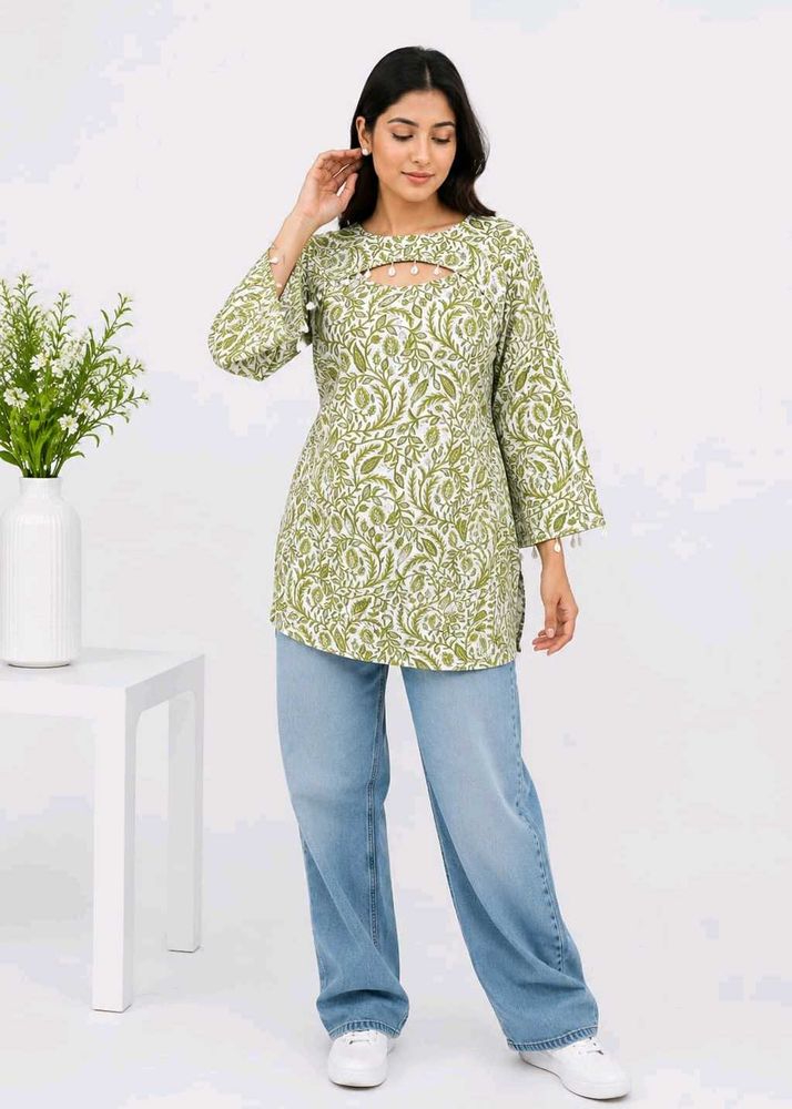 Green Paisley Print Kurta