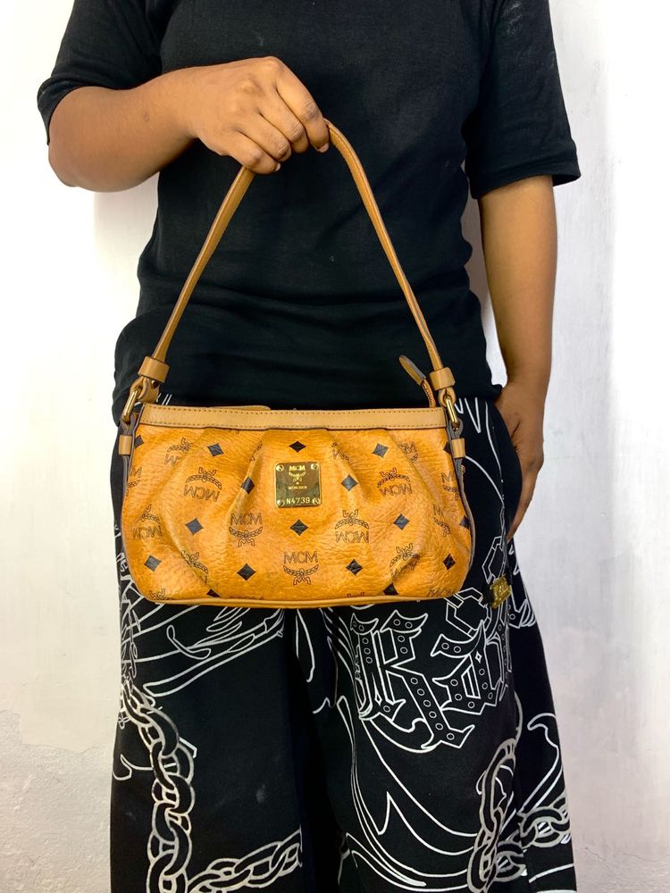 MCM Monogram Cognac Visetos Mini Shoulder Bag