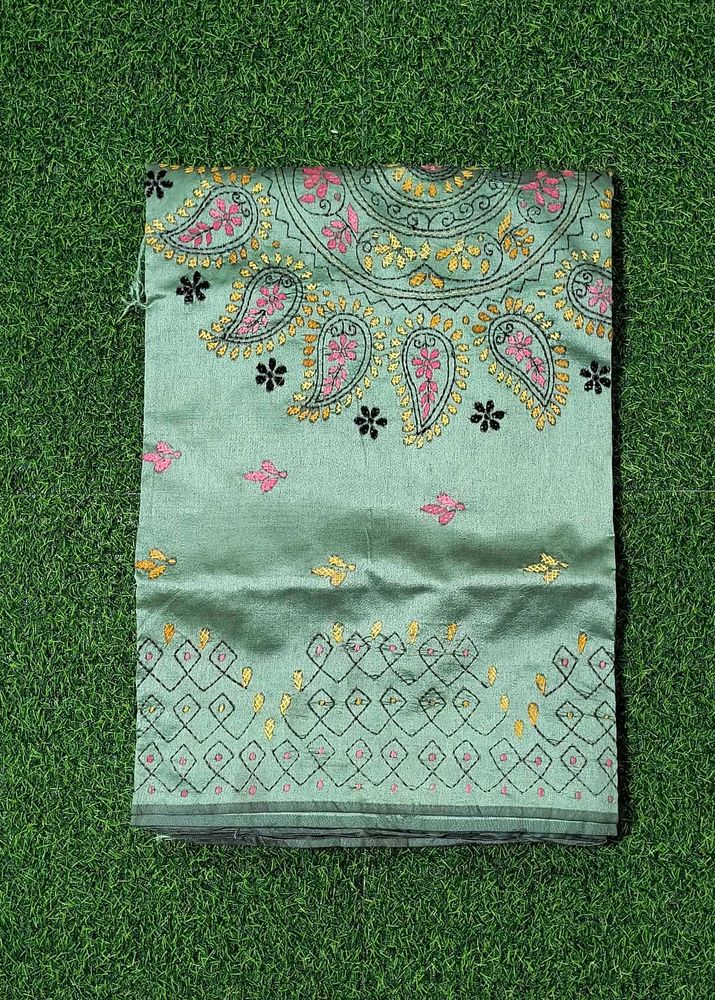 Embroidered Katha Stitch Saree