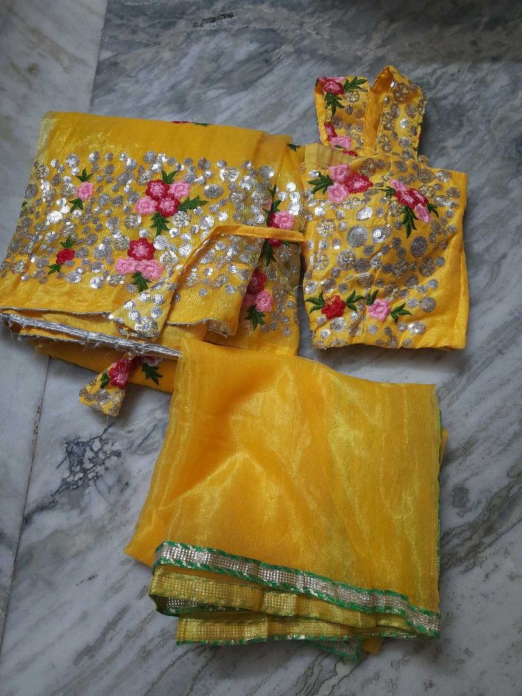 Yellow Embroidered Lehenga Choli Set
