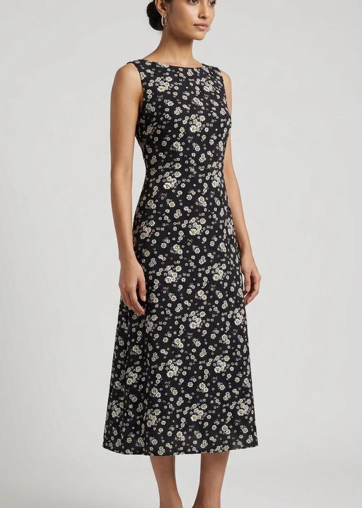 Zink London Sweetheart Daisy Floral Print Midi Dre